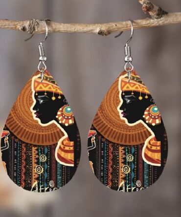 African Wooden Handmade Oval earrings