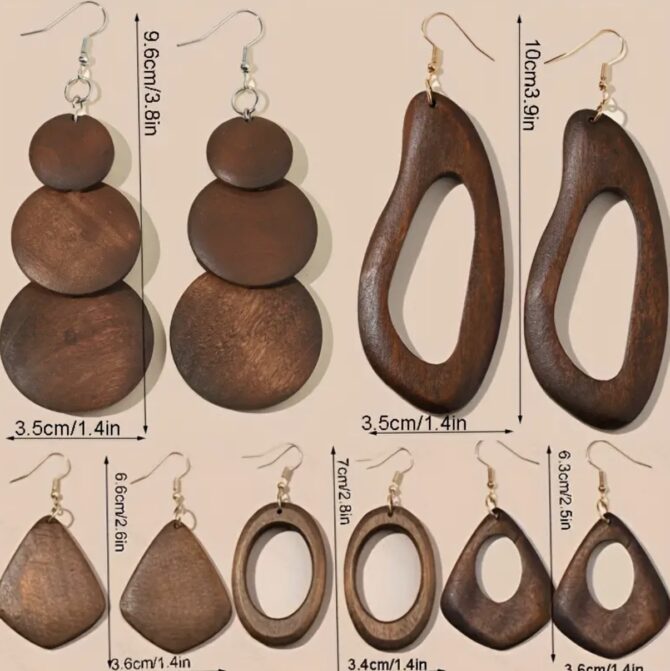 5/set Wooden  Handmade Jewelry - Image 6