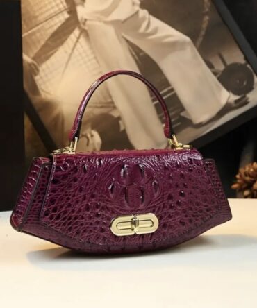 Yemi Crocodile Pattern Leather Clutch