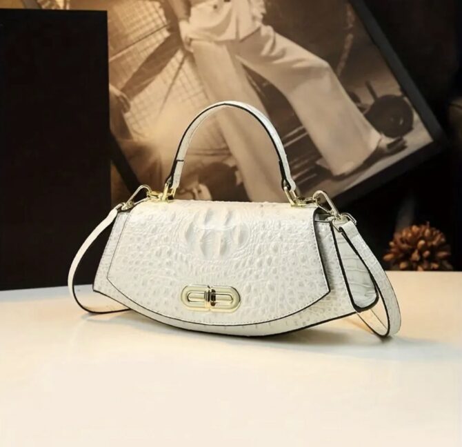 Yemi Crocodile Pattern Leather Clutch - Image 2