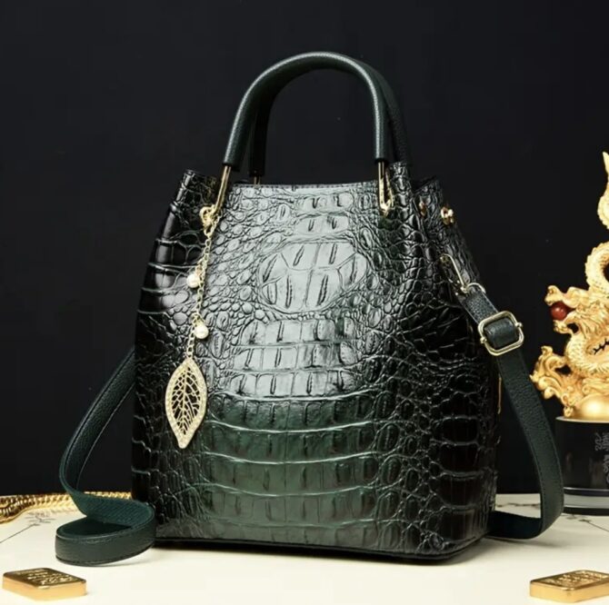 Crocodile Pattern Bucket Bag - Image 3