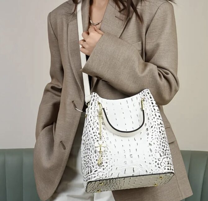 Crocodile Pattern Bucket Bag - Image 2
