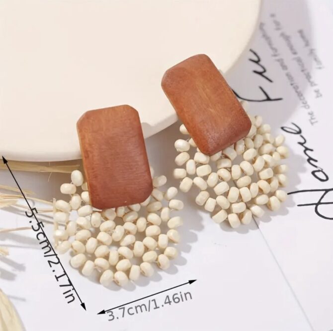 Handmade Wooden Beaded Earring - Image 3