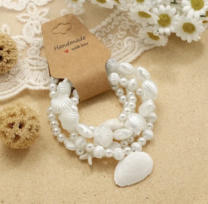 Handmade Shell Bracelet Set - Image 3