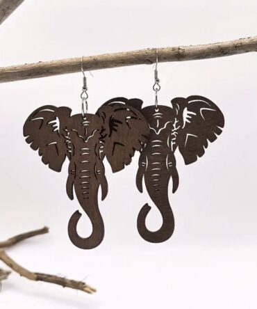 2 in 1 African wooden Comb/Elephant Earrings