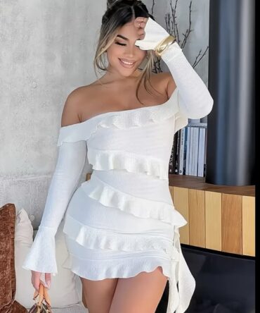 Ruffle Off Shoulder Mini Dress