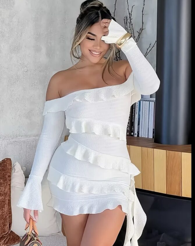 Ruffle Off Shoulder Mini Dress