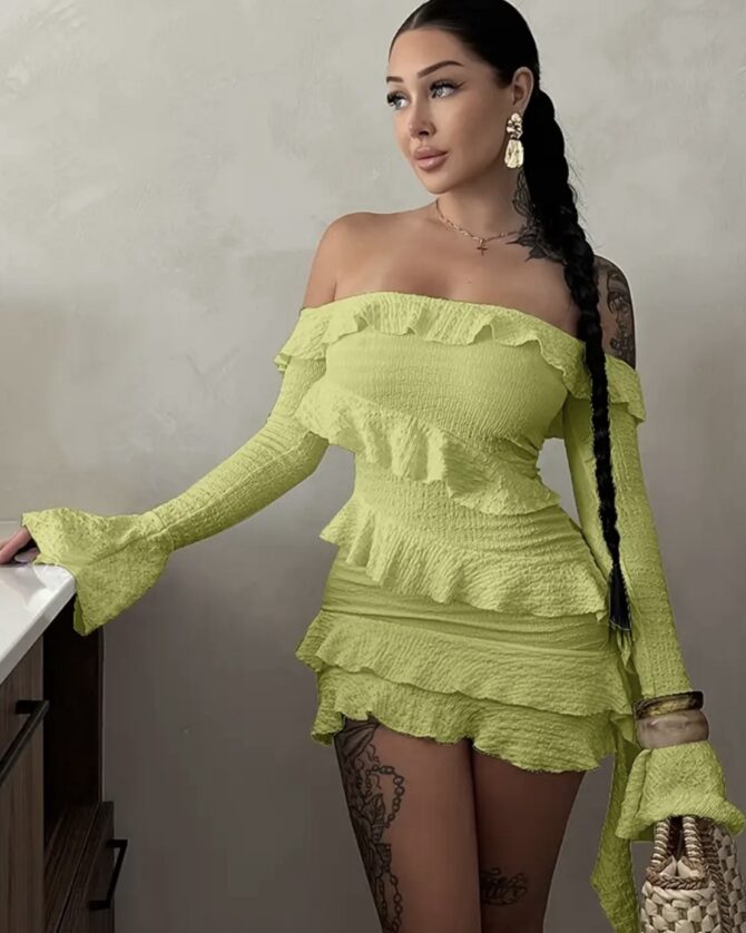 Ruffle Off Shoulder Mini Dress - Image 2