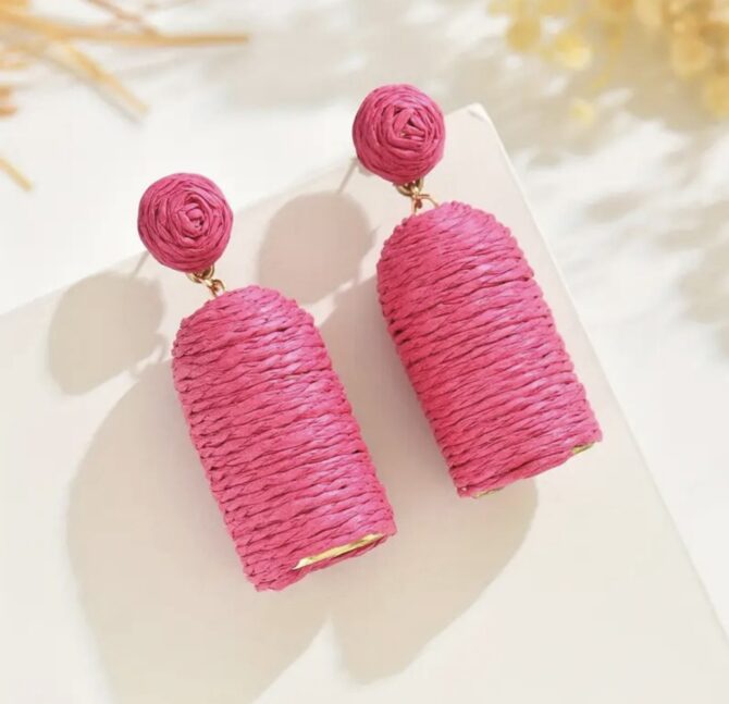 Handcrafted Rafia Earrings - Image 2