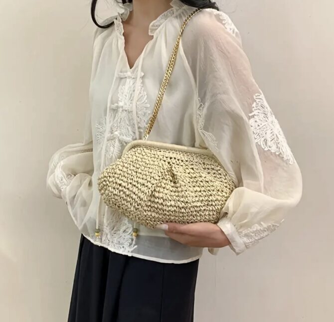 Defee Knitted Rafia Clutch - Image 4